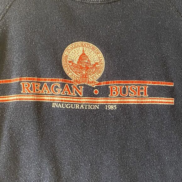 VTG Reagan Bush Inauguration 1985 Sweater XL Velva Sheen Distressed USA - Picture 1 of 7